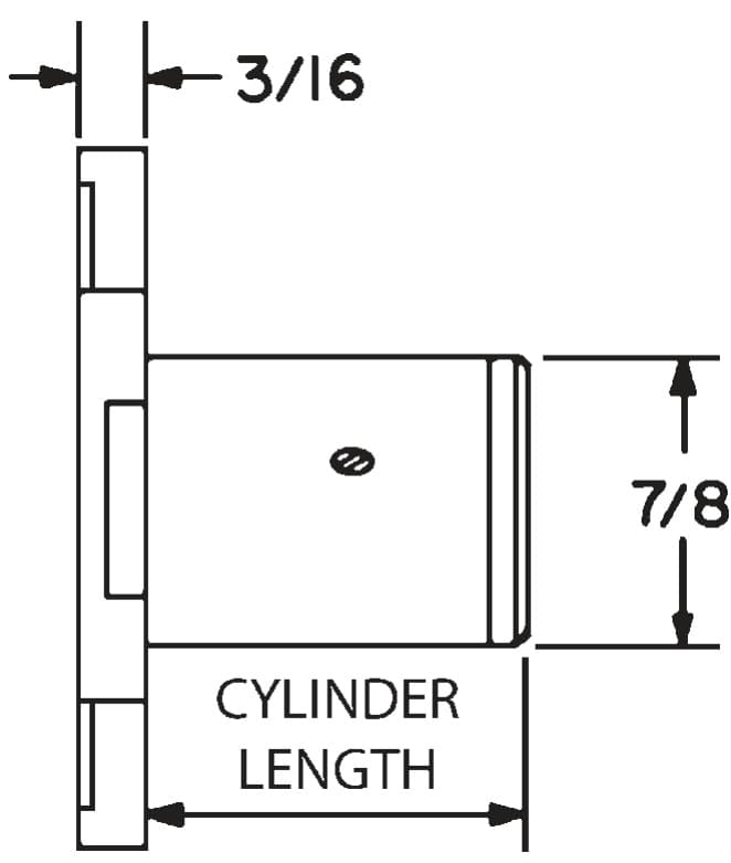 Olympus N Series 1-1/8" Vertical Drawer Deadbolt Lock, Satin Chrome, KA# 101 - N078-26D78-101