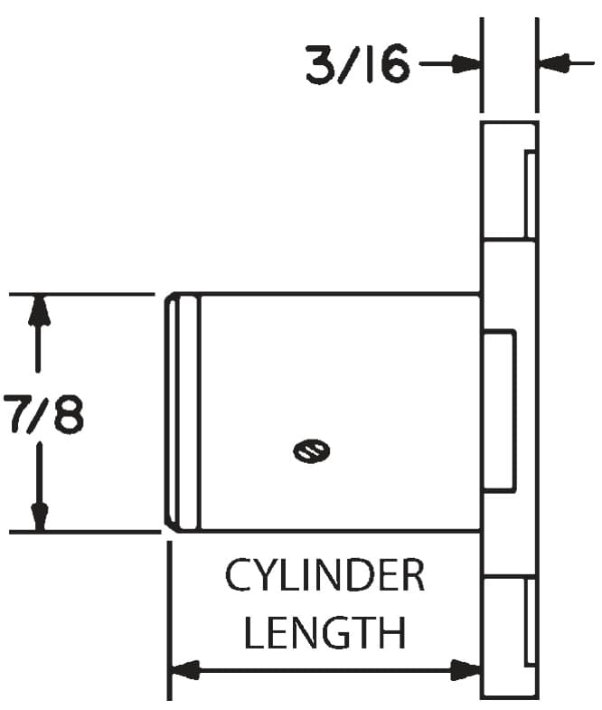 Olympus N Series 1-3/8" Vertical Drawer Deadbolt Lock, Satin Chrome, KA# 101 - N078-26D138-101
