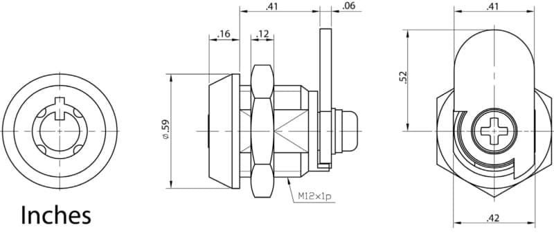 Olympus Mini Tumbler Cam Lock, 3/8" Material Thickness, Keyed Different - 2200BS-KD