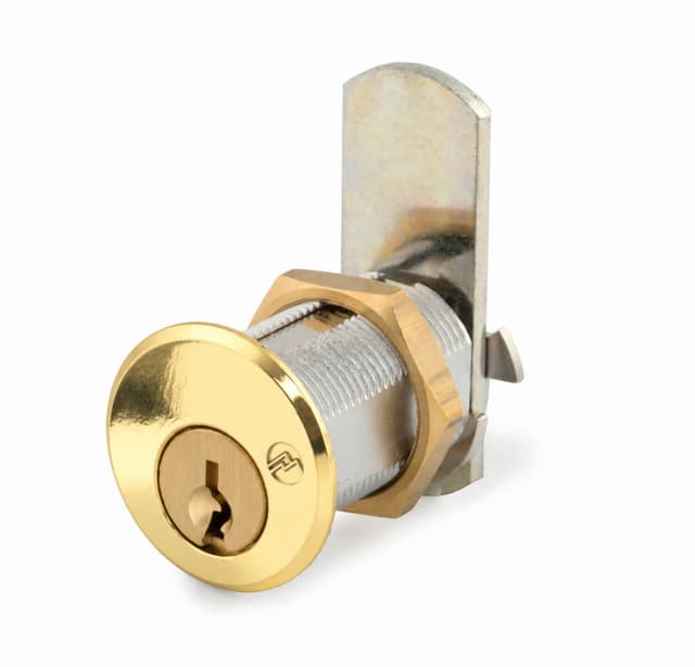 Olympus N Series Pin Tumbler Cam Lock, 1-7/16" Cylinder, Polished Brass