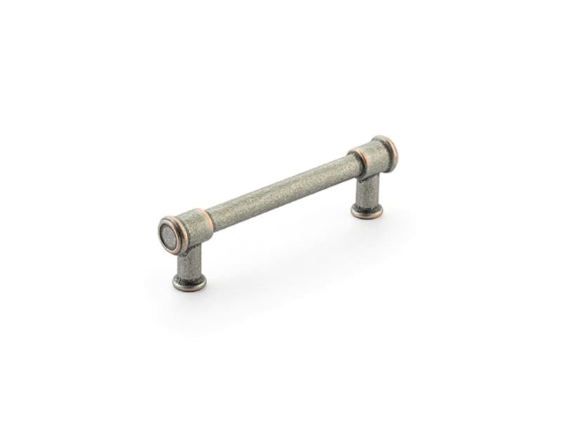 Schaub Steamworks Pull, 3-3/4"CC, Distressed Pewter/Copper - 79-DP-C
