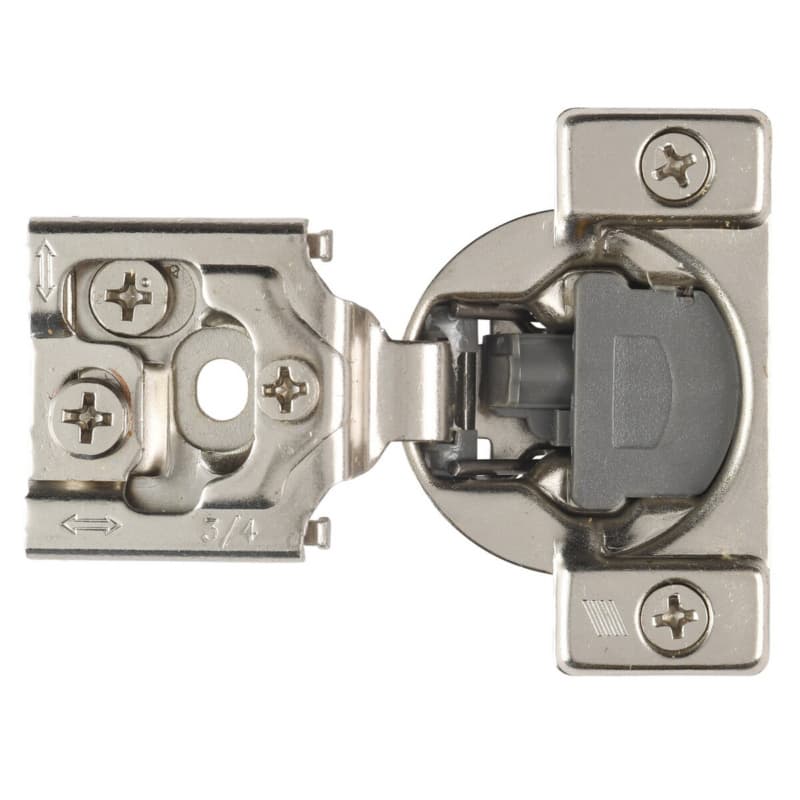 Hettich Optimat Self-Close 3/4" Overlay 3D Face-Frame Hinges Nickel, 105° Dowel - 9284998