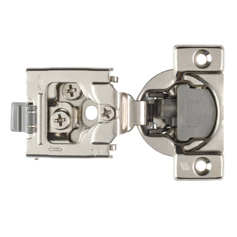 Hettich Optimat Self-Close 3/4" Overlay 3D Face-Frame Hinges Nickel, 105° Dowel - 9285006