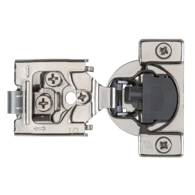 Hettich Optimat Self-Close 1/2" Overlay 3D Face-Frame Hinges Nickel, 105° Dowel - 9285007