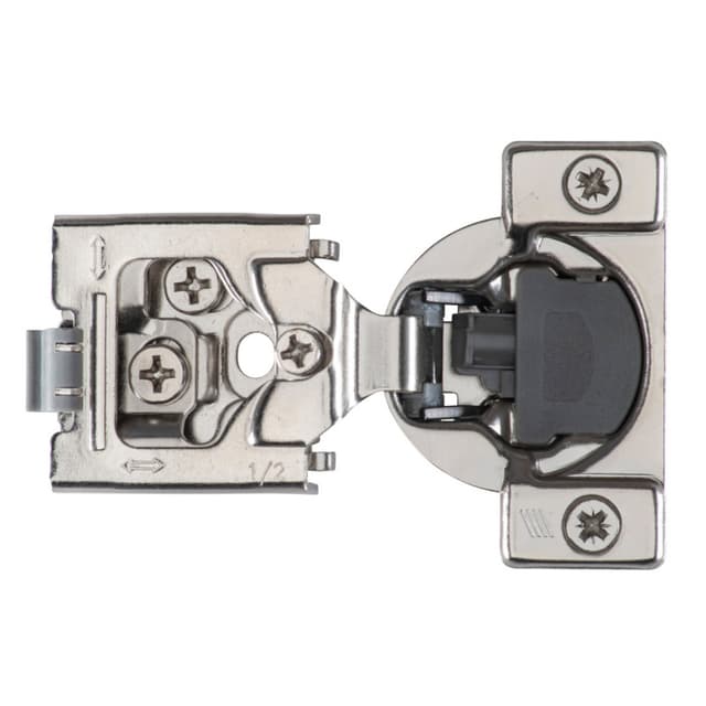 Hettich Optimat Self-Close 1/2" Overlay 3D Face-Frame Hinges Nickel, 105° Dowel - 9285007