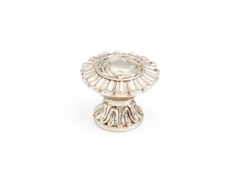 Schaub French Court Round Knob, 1-1/4" dia, White Brass - 936-WB