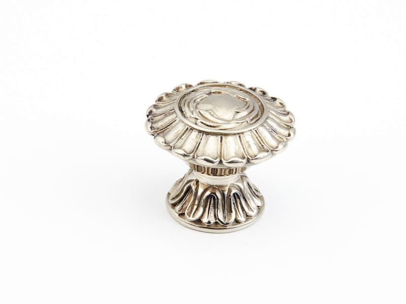 Schaub French Court Round Knob, 1-1/2" dia, White Brass - 937-WB