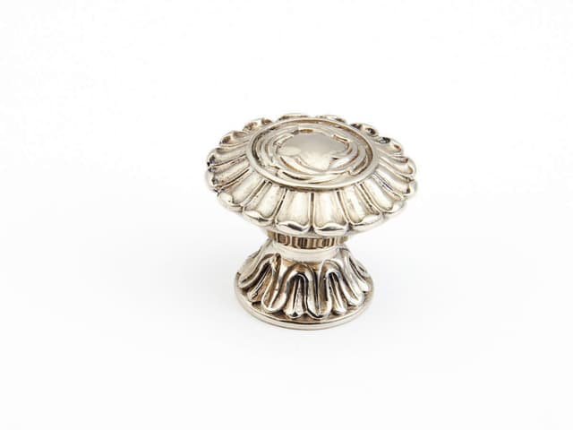 Schaub French Court Round Knob, 1-1/2" dia, White Brass - 937-WB