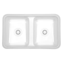 Karran Acrylic Series 31-1/2"W White Bar/Prep Undermount Sink Double Bowl, 50/50 Split - A-355-WHITE