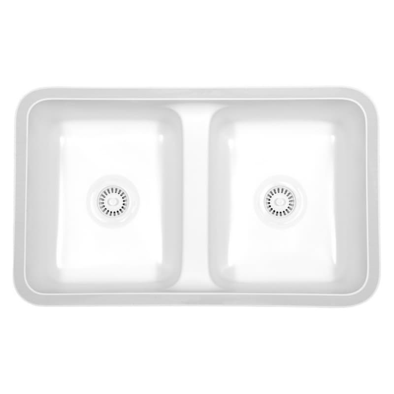 Karran Acrylic Series 31-1/2"W White Bar/Prep Undermount Sink Double Bowl, 50/50 Split, A-355-WHITE