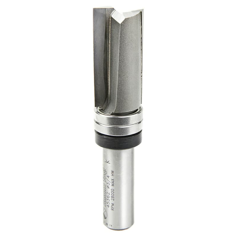 Amana 3/4" x 3-1/2" Down Shear Flush Trim Plunge Template Router Bit with Upper Ball Bearing, 2-Flute, 1/2" Shank