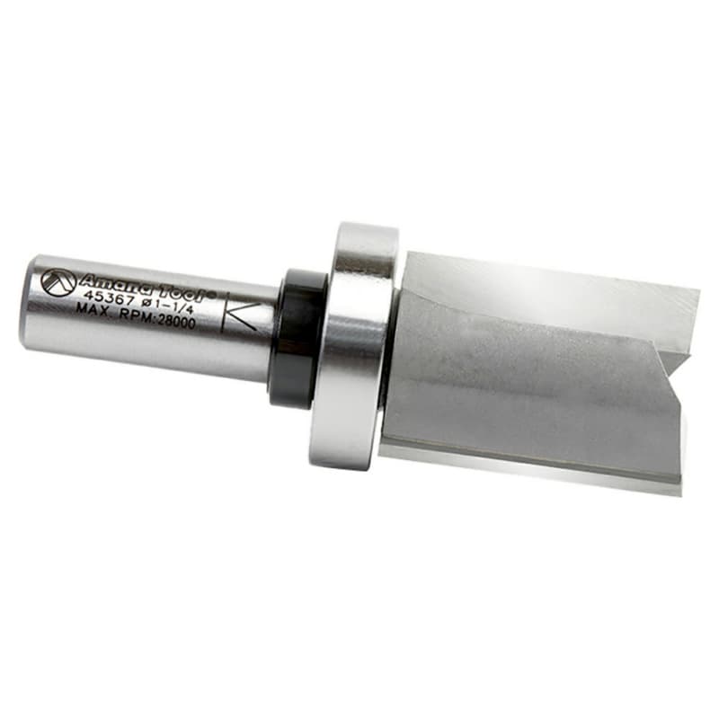 Amana 1-1/4" x 3-3/8" Flush Trim Plunge Template Router Bit with Upper Ball Bearing, 2-Flute, 1/2" Shank