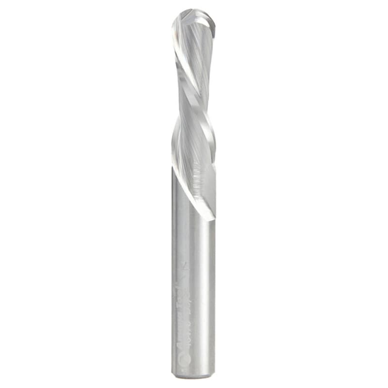 Amana 3/8" x 3" Down-Cut Ball Nose Spiral Router Bit, 2-Flute, 3/8" Shank