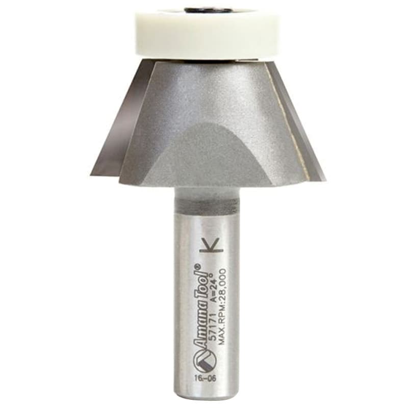 Amana 1-3/4" x 24˚ Bevel Edge Router Bit, 2-Flute, 1/2" Shank