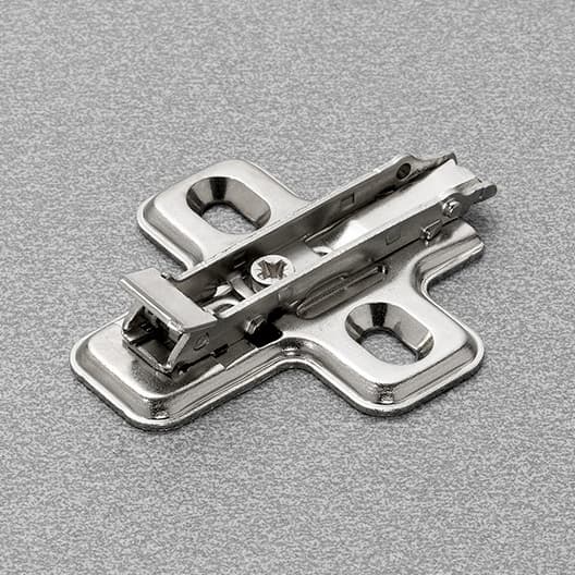 Salice Domi Snap-On 1-Cam Mounting Plate with Wood Screws, Nickel-Plated, 2mm