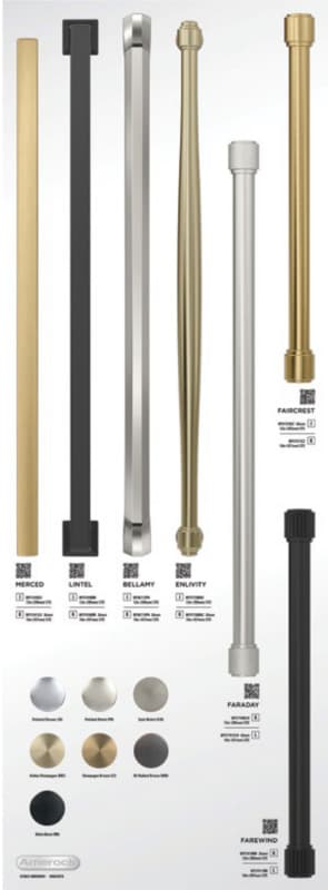 Amerock Appliance Pulls in Bellamy, Enlivity, Faircrest, Faraday, Farewind, Lintel & Merced Collections 32-1/16" x 11-3/4" Appliance Pull Static Display Board 2024 Release