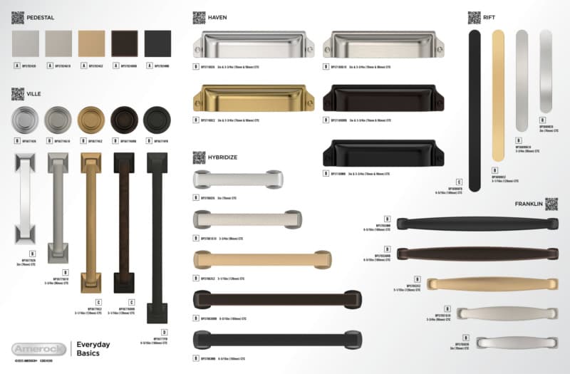 Amerock Everyday Basics 1 - Franklin, Haven, Hybridize, Pedestal, Rift & Vaile Collections 24" x 15-3/4" Everyday Basics Static Display Board 2024 Release