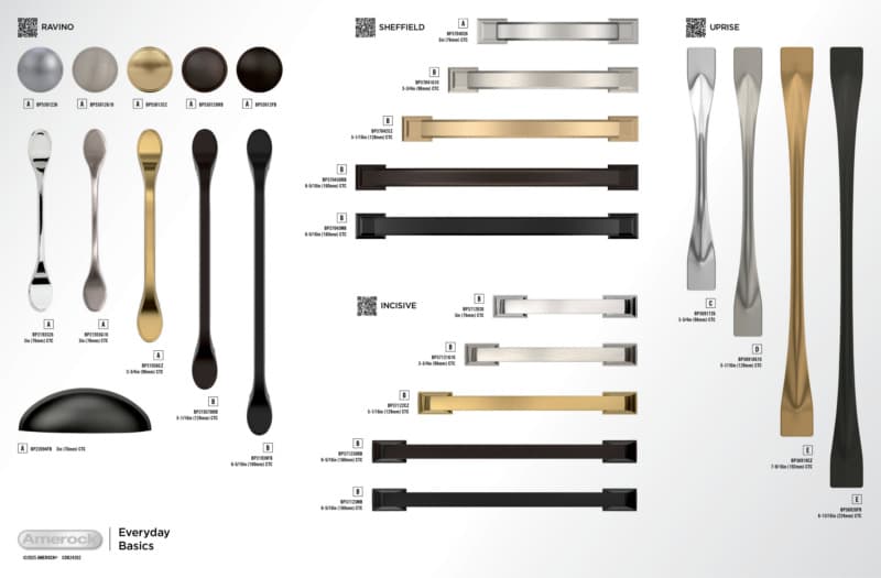 Amerock Everyday Basics 3 - Incisive, Ravino, Sheffield & Uprise Collections 24" x 15-3/4" Everyday Basics Static Display Board 2024 Release