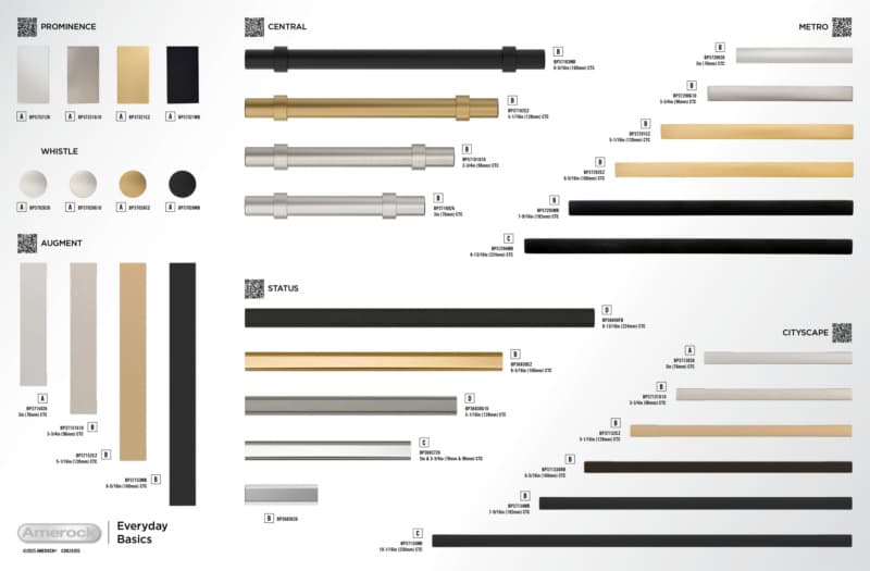 Amerock Everyday Basics 6 - Augment, Central, Cityscape, Metro, Prominence & Status Collections 24" x 15-3/4" Everyday Basics Static Display Board 2024 Release