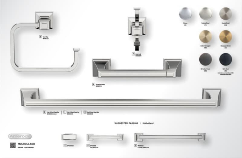 Amerock Mulholland Collection
Hero Finish Polished Chrome 24" x 15-3/4" Bath Accessories Static Display Board 2024 Release