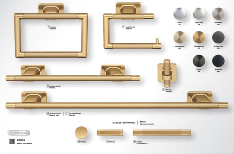 Amerock Arrondi Collection
Hero Finish Champagne Bronze 24" x 15-3/4" Bath Accessories Static Display Board 2024 Release