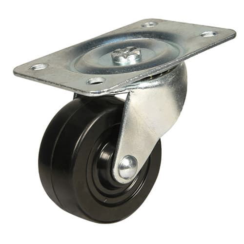 DH Casters Swivel Caster With 2-1/2" Soft Rubber Wheel No Brake, Plate Mount 100lb Capacity - C-GD25RS