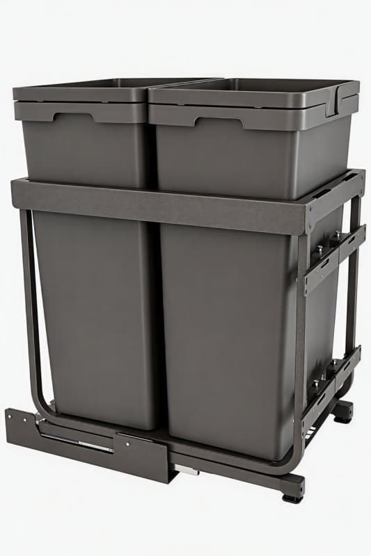 Symbios Vibo EZEVO Series Waste Bins Pull-Out w/Soft-Close, Double 50 Quart Bins