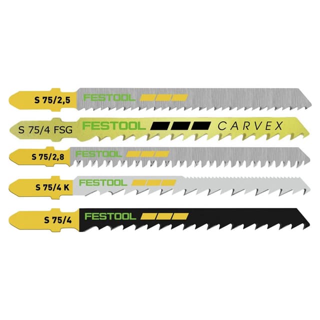 Festool T-Shank Up-cut Wood Cutting Jigsaw Blade Kit, 5 Blade Types,  25/Pack