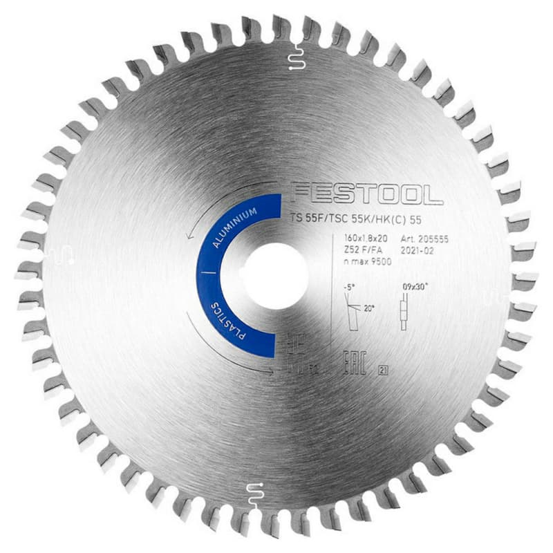Festool 6-39/64" x 52 Tooth Flat Tooth with Variable Chamfer Metal Material Saw Blade, 205563