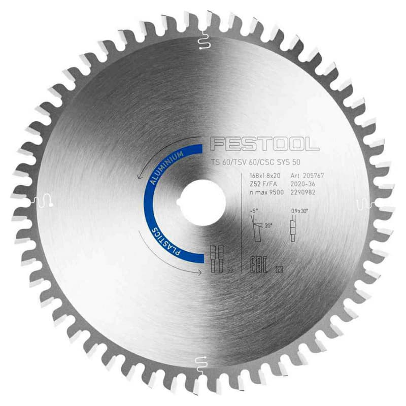 Festool 6-39/64" x 52 Tooth Flat Tooth with Variable Chamfer Metal Material Saw Blade, 205774