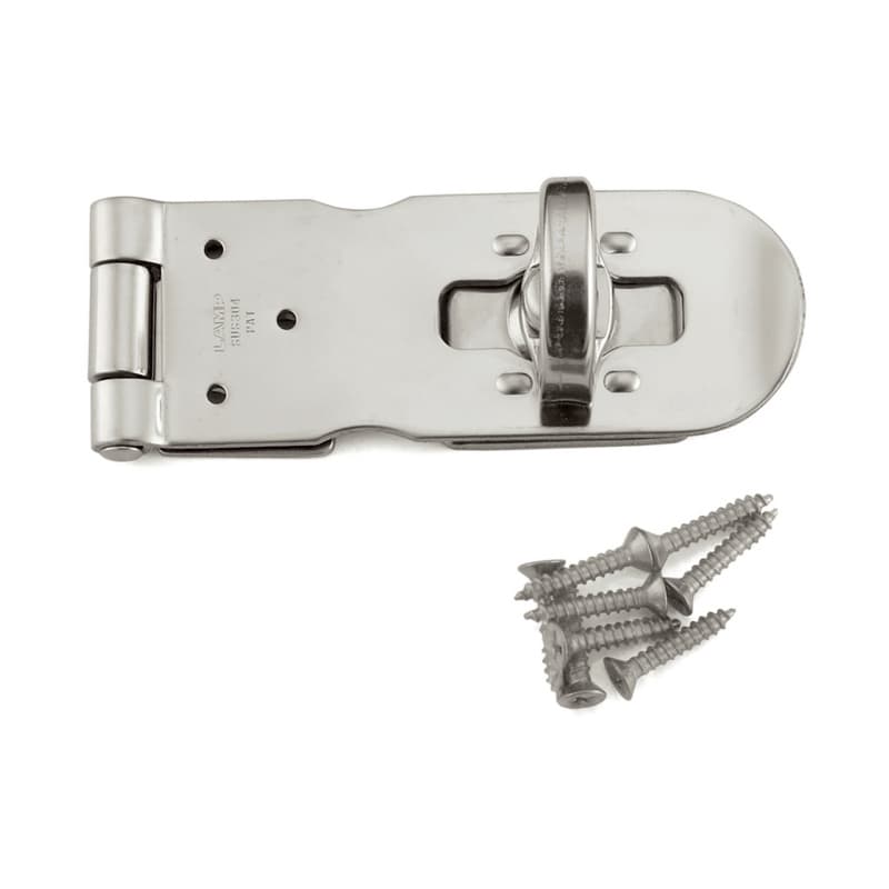 Sugatsune HP Series 3-15/16" Length Stainless Steel Hasp with Polished Stainless Steel Finish, - HP-100