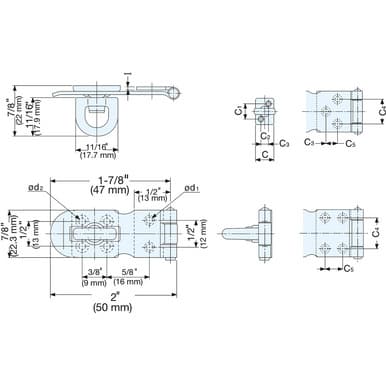 Sugatsune HP Series 1-31/32" Length Stainless Steel Hasp with Polished Stainless Steel Finish, - HP-50