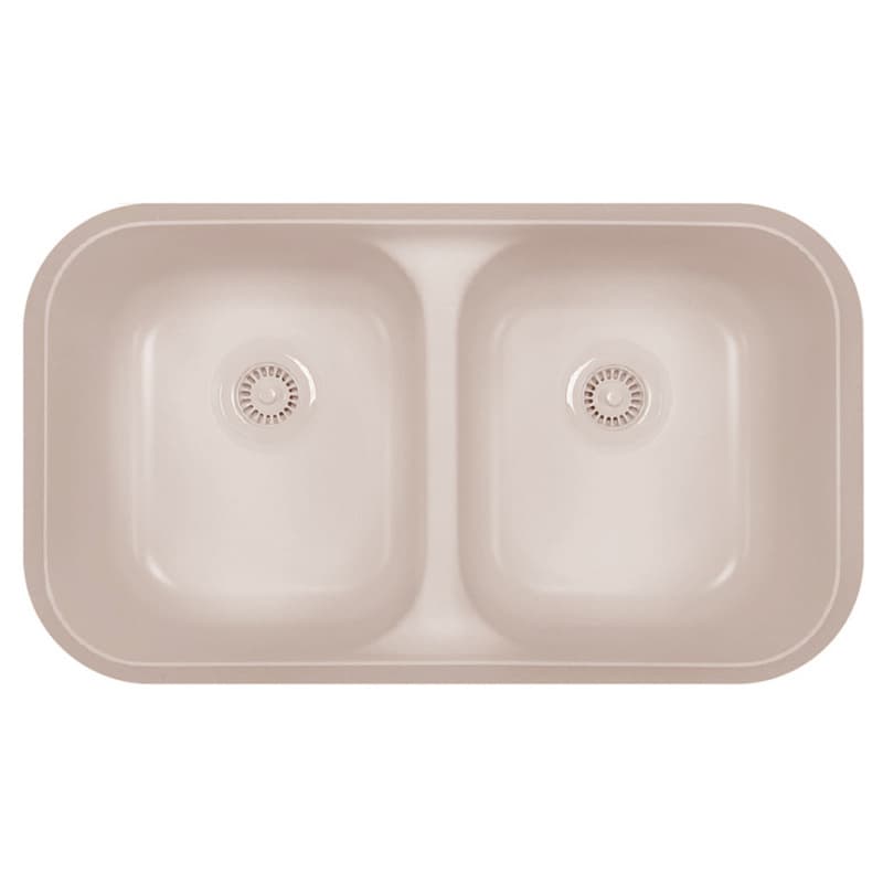 Karran Acrylic 33-2/4" 50/50 Double Bowl Acrylic Bar/Prep Sink, Undermount, Bisque, A-350-BISQUE
