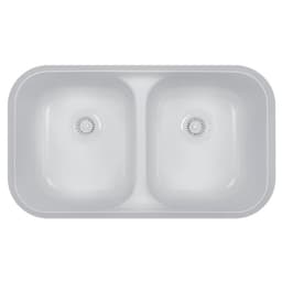 Karran Acrylic Series 32-3/4"W White Bar/Prep Undermount Sink Double Bowl, 50/50 Split - A-350-WHITE