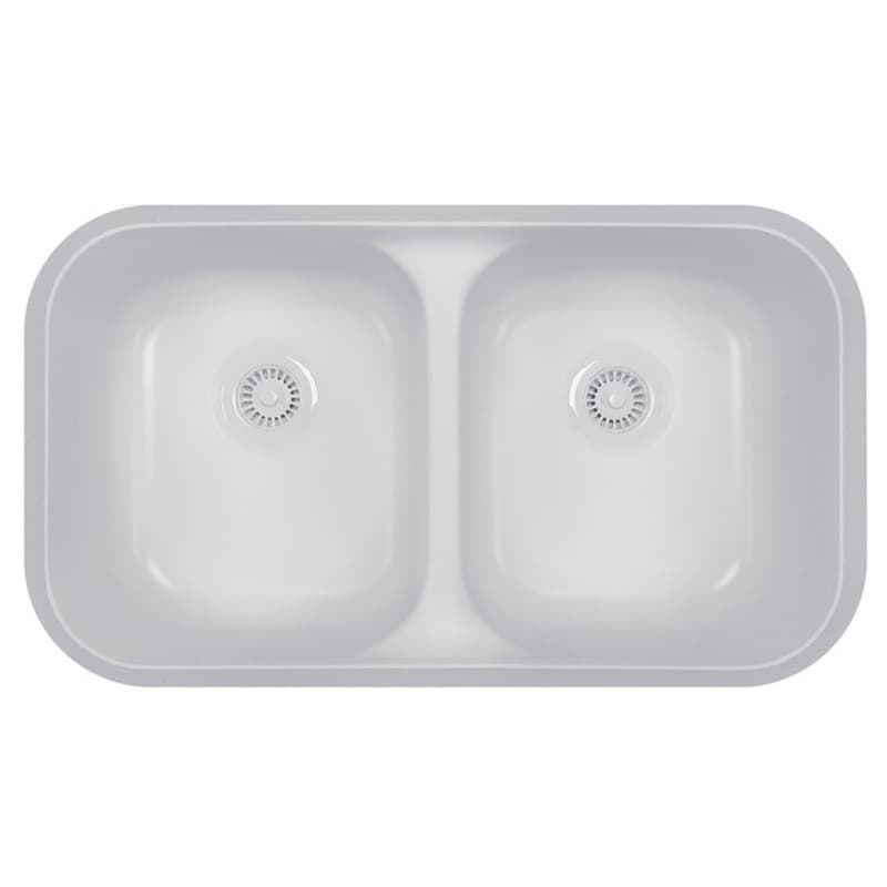Karran Acrylic 32-3/4" 50/50 Double Bowl Acrylic Bar/Prep Sink, Undermount, White, A-350-WHITE