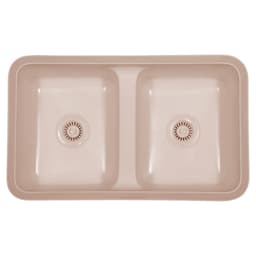 Karran Acrylic Series 31-1/2"W Bisque Kitchen Undermount Sink Double Bowl, 50/50 Split - A-355-BISQUE