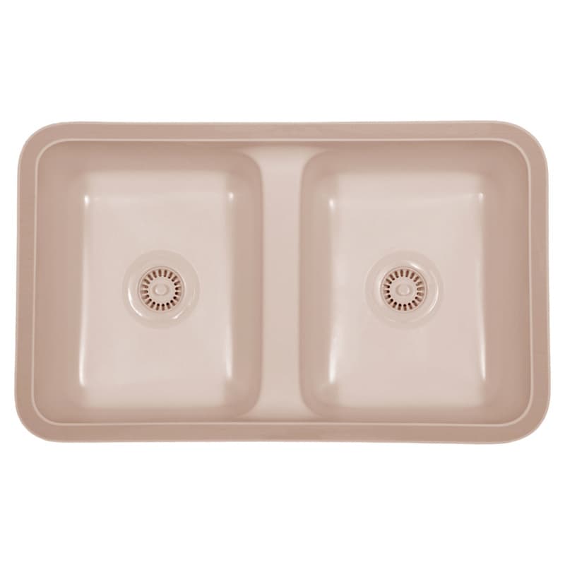 Karran Acrylic 31-1/2" 50/50 Double Bowl Acrylic Kitchen Sink, Undermount, Bisque, A-355-BISQUE