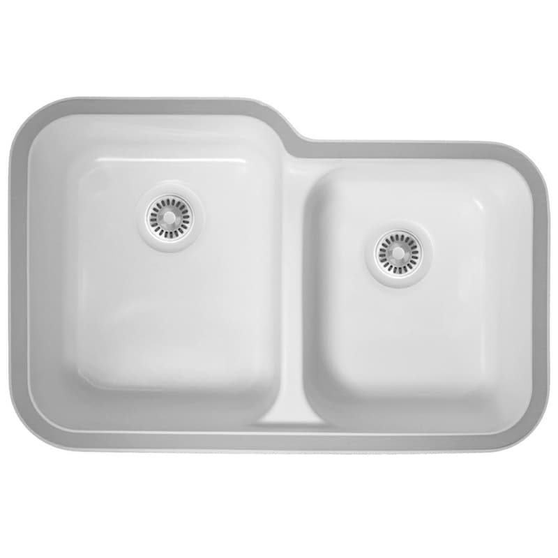 Karran Acrylic Series 32-1/4"W White Bar/Prep Undermount Sink Double Bowl, 60/40 Split, A-360R-WHITE