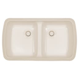 Karran Acrylic Series 33-3/4"W Bisque Kitchen Undermount Sink Double Bowl, 50/50 Split - A-370-BISQUE