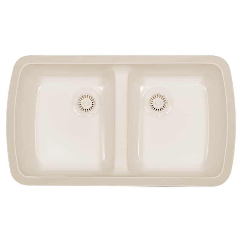 Karran Acrylic 33-3/4" 50/50 Double Bowl Acrylic Kitchen Sink, Undermount, Bisque, A-370-BISQUE
