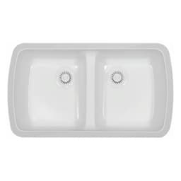 Karran Acrylic Series 33-3/4"W White Kitchen Undermount Sink Double Bowl, 50/50 Split - A-370-WHITE