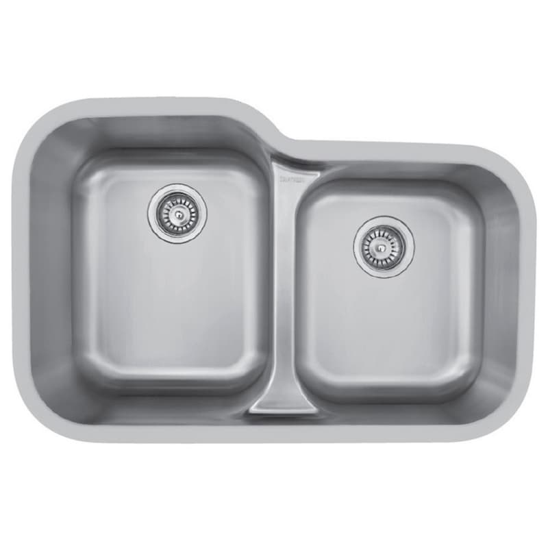 Karran Edge 300 32-1/2"W Stainless Steel Seamless undermount Kitchen Sink Double 60/40 Bowl, 18 Gauge - E-360R