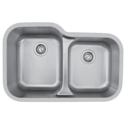 Karran Edge 300 32-1/2"W Stainless Steel Seamless undermount Kitchen Sink Double 60/40 Bowl, 18 Gauge - E-360R