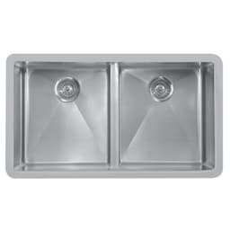 Karran Edge 550 33-7/8"W Stainless Steel Seamless undermount Kitchen Sink Double 50/50 Bowl, 18 Gauge - E-550