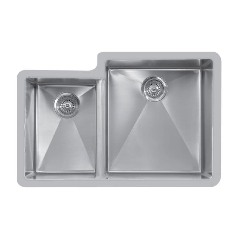 Karran Edge 560 32"W Stainless Steel Seamless undermount Kitchen Sink Double 60/40 Bowl, 18 Gauge, E-560L