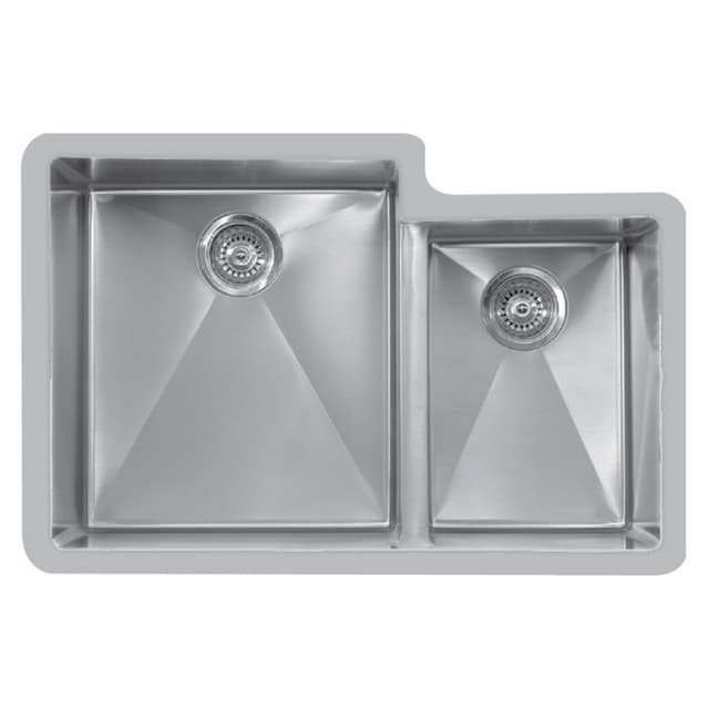Karran Edge 560R 32"W Stainless Steel Seamless Undermount Kitchen Sink Double 40/60 Bowl, 18 Gauge - E-560R
