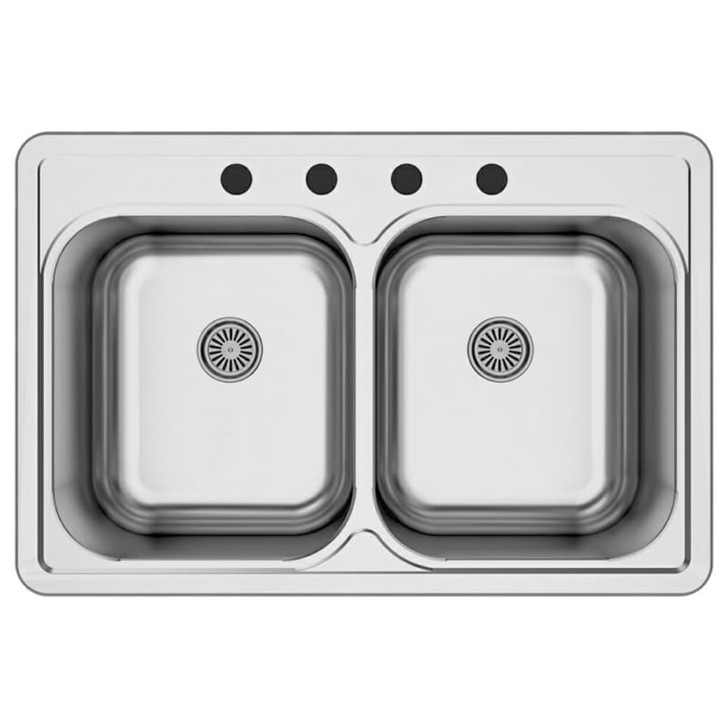 Karran Profile 33"W Stainless Steel Top mount Kitchen Sink Double 50/50 Bowl, 18 Gauge - PT35