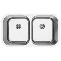 Karran Profile 32-1/4"W Stainless Steel Undermount Kitchen Sink Double 50/50 Bowl, 18 Gauge - PU21 [NESTED 40]