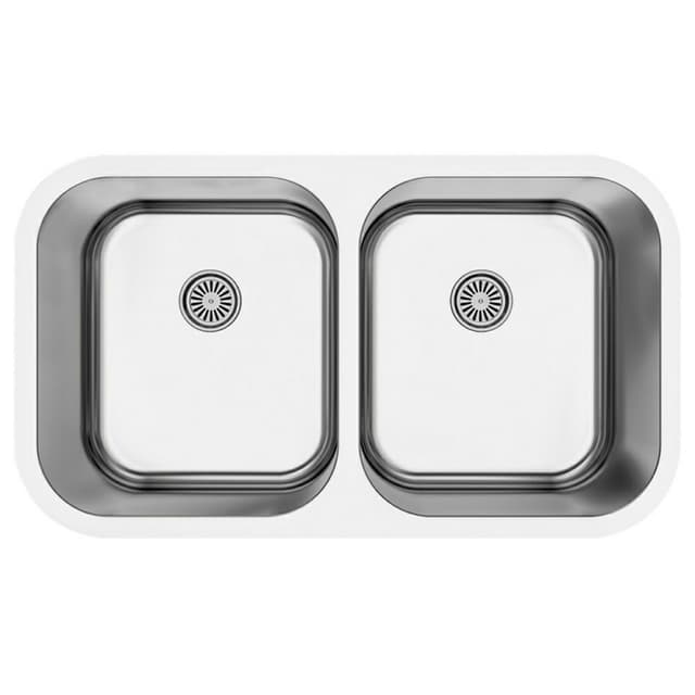Karran Profile 32-1/4"W Stainless Steel Undermount Kitchen Sink Double 50/50 Bowl, 18 Gauge - PU21