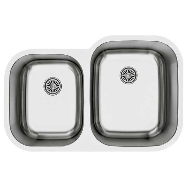 Karran Profile 32-1/4"W Stainless Steel Undermount Kitchen Sink Double 50/50 Bowl, 18 Gauge